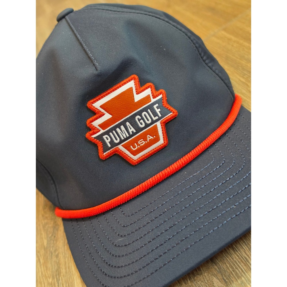 Puma Golf USA Interstate Snapback Hat Navy Blue Red Rope Flexfit 110 0261401